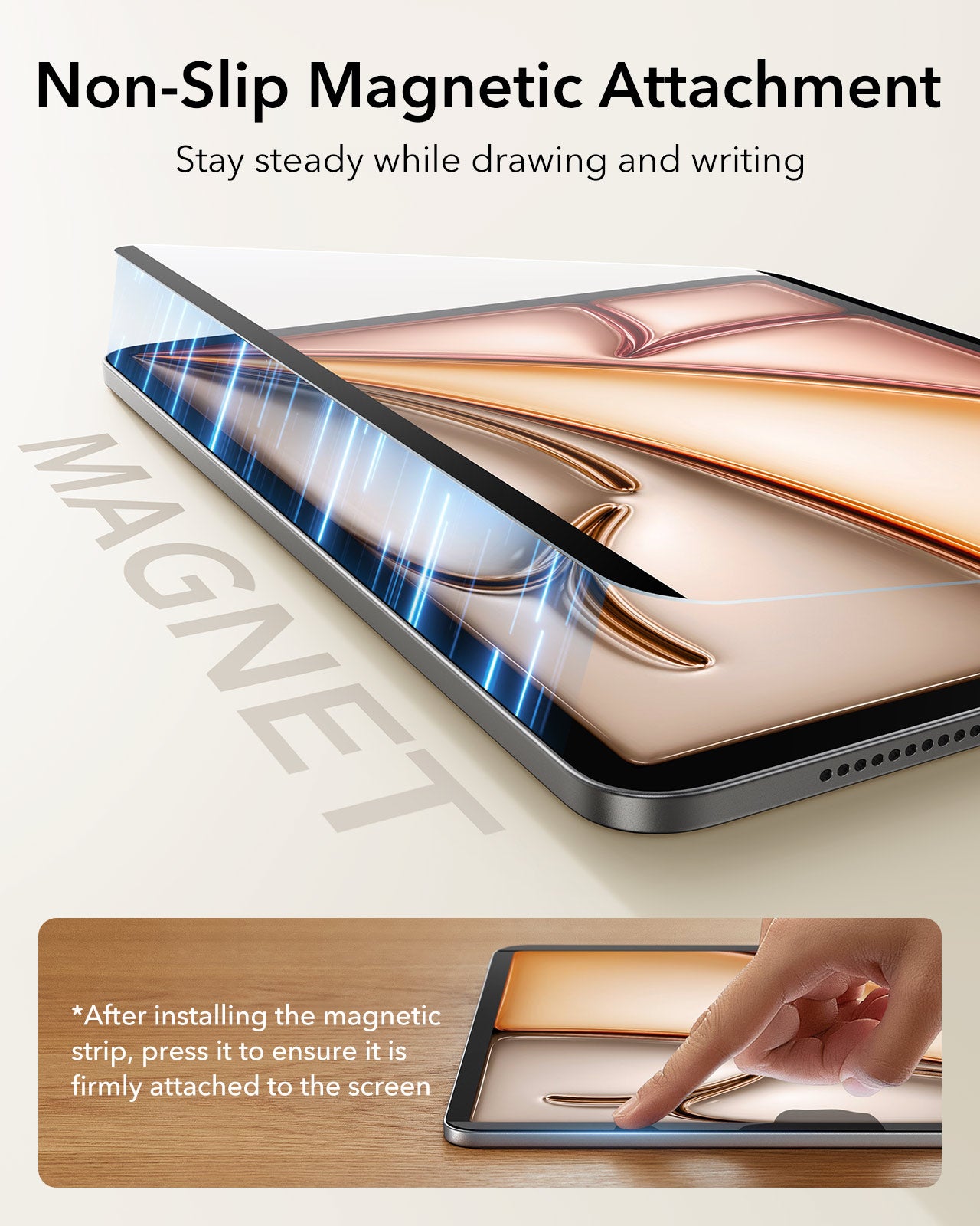 Non-slip magnetic attachment