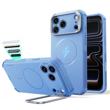 Misty Blue iPhone 18 Pro Tough Phone Case Magsafe with Stand
