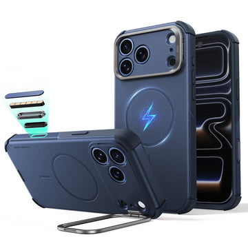 Navy Blue iPhone 18 Pro Tough Phone Case Magsafe with Stand