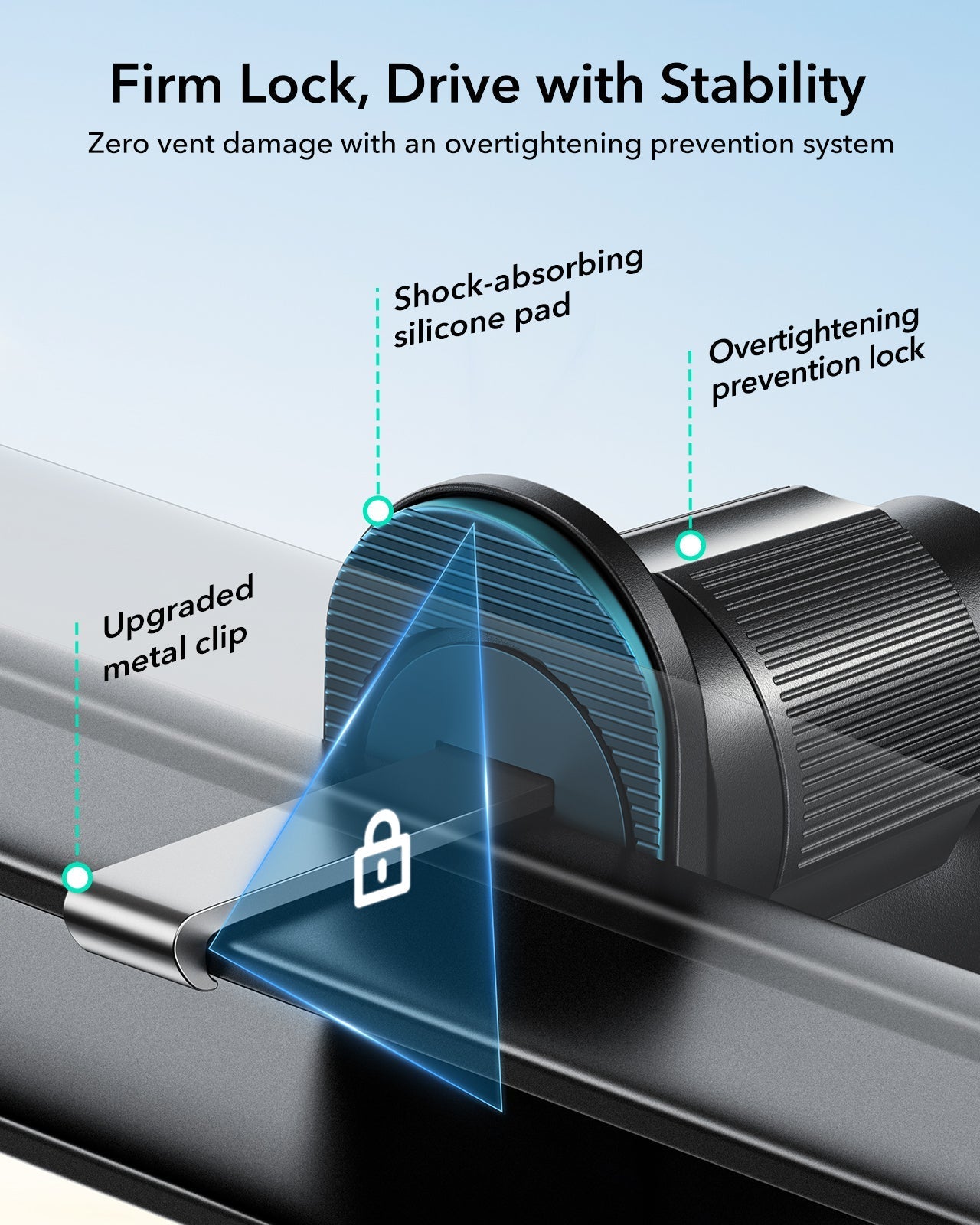 OmniLock Magnetic Car Mount (Air Vent) with overtightening prevention system