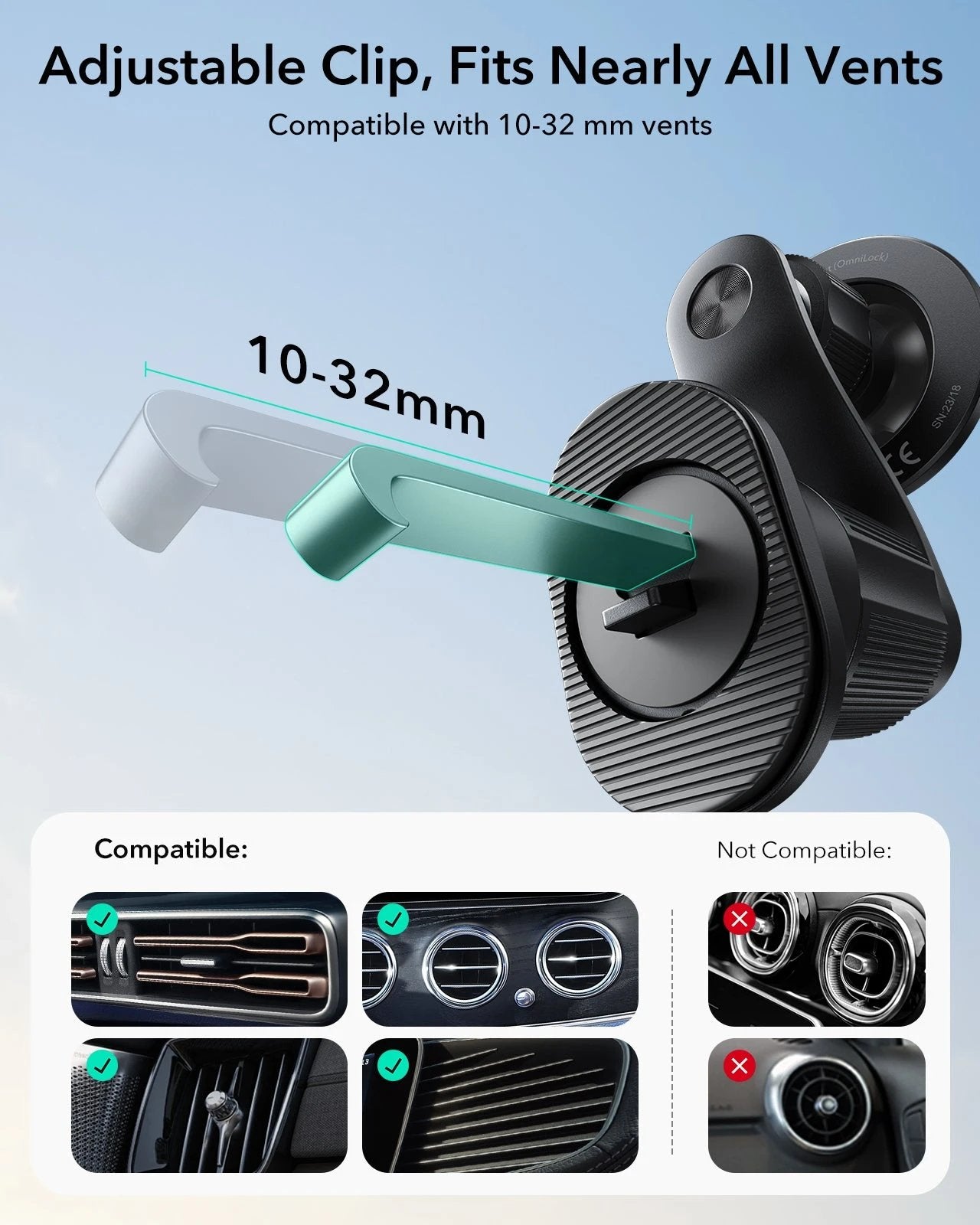 OmniLock Magnetic Car Mount (Air Vent) - Black ESR ESR