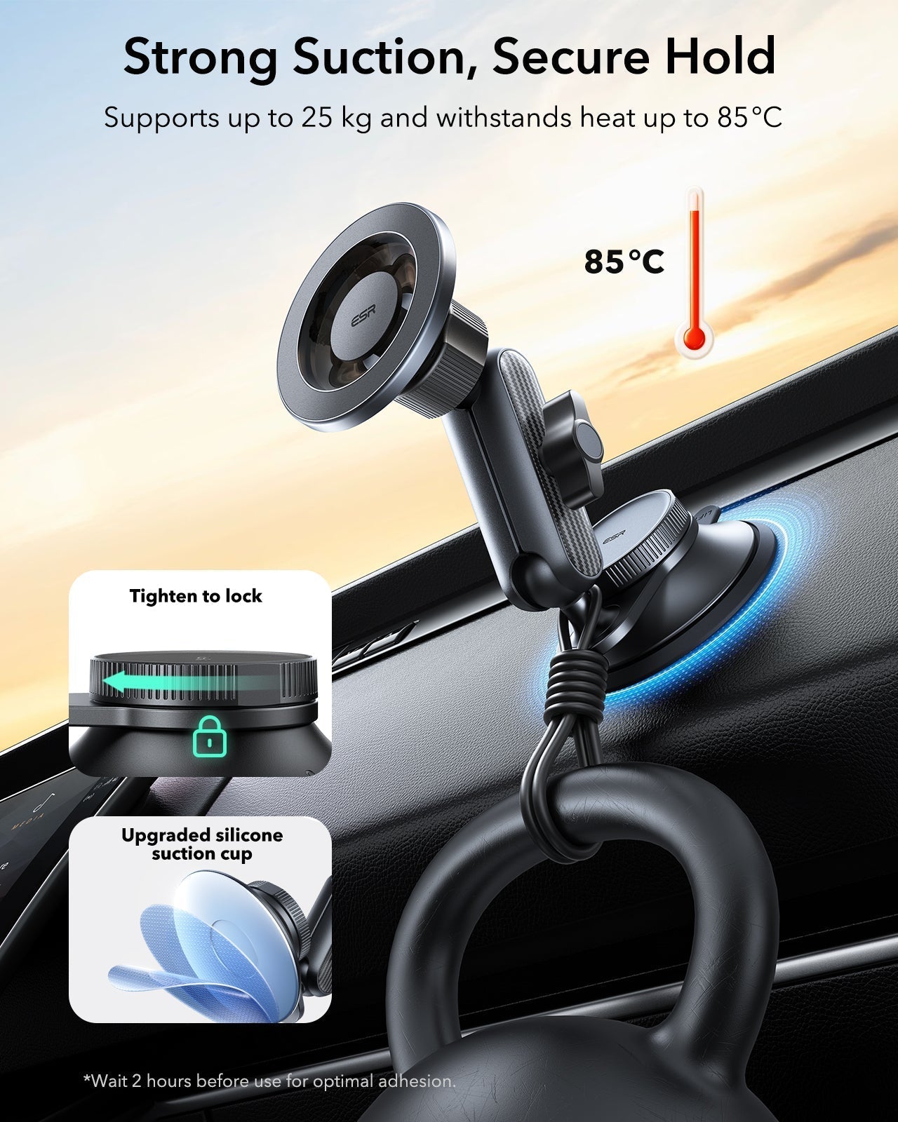 OmniLock Magnetic Car Mount (Suction Cup) - Black ESR ESR
