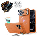Orange iPhone 18 Pro Cyebr Tough Magsafe Phone Case with Stand pair corning glass privacy screen protector and camera lens protector