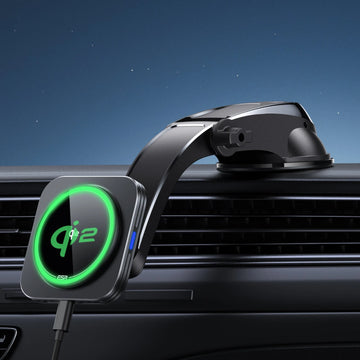 Qi2 Dashboard Wireless Car Charger with Low Profile Mounting Arm