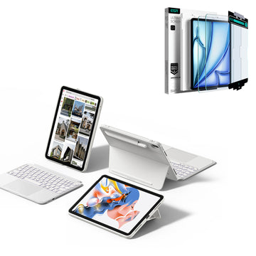 iPad 11" (A16) 2025 Shift Keyboard Case (Detachable) Protection Bundle- US Layout-White