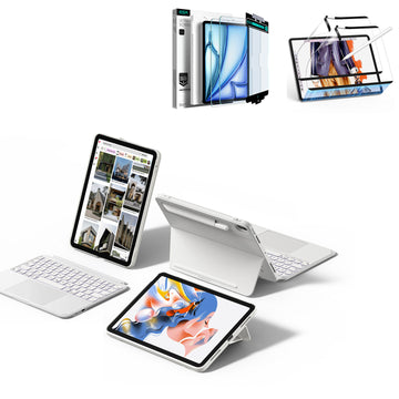 iPad Air 11" (M4) 2026 Shift Keyboard Case (Detachable) Protection Paper-Feel Bundle -US Layout-White