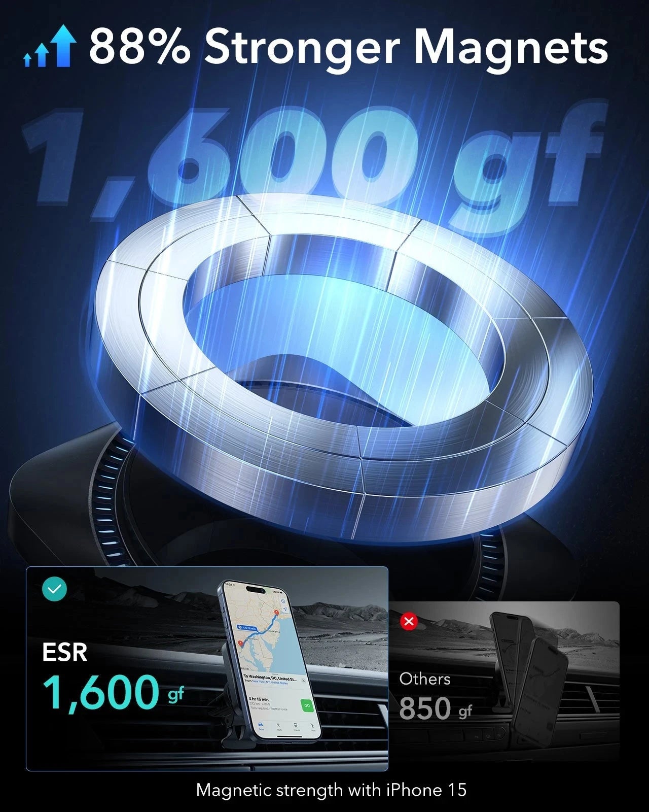 Wireless Car Charger with CryoBoost™ (HaloLock) - Wireless Charger ESR ESR