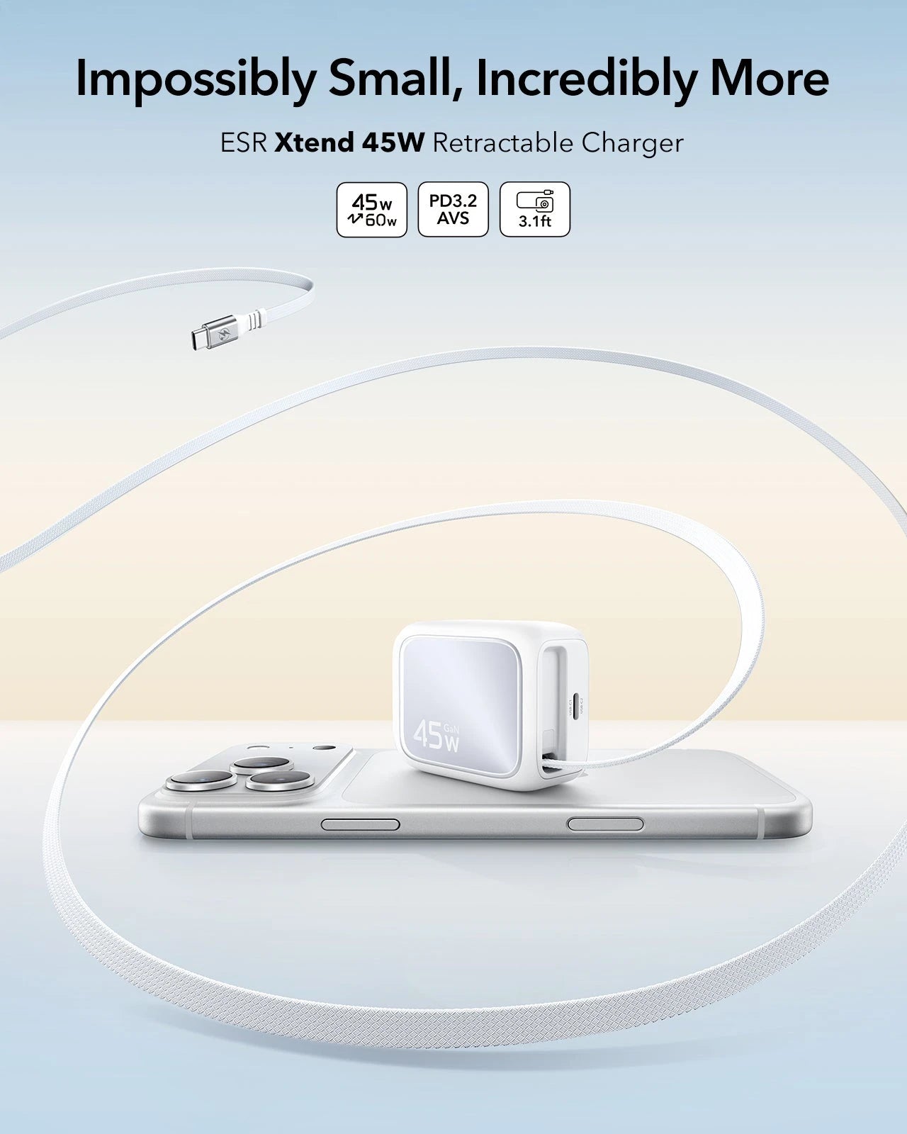 Xtend 45W Retractable Charger - US Plug - Burgundy ESR ESR