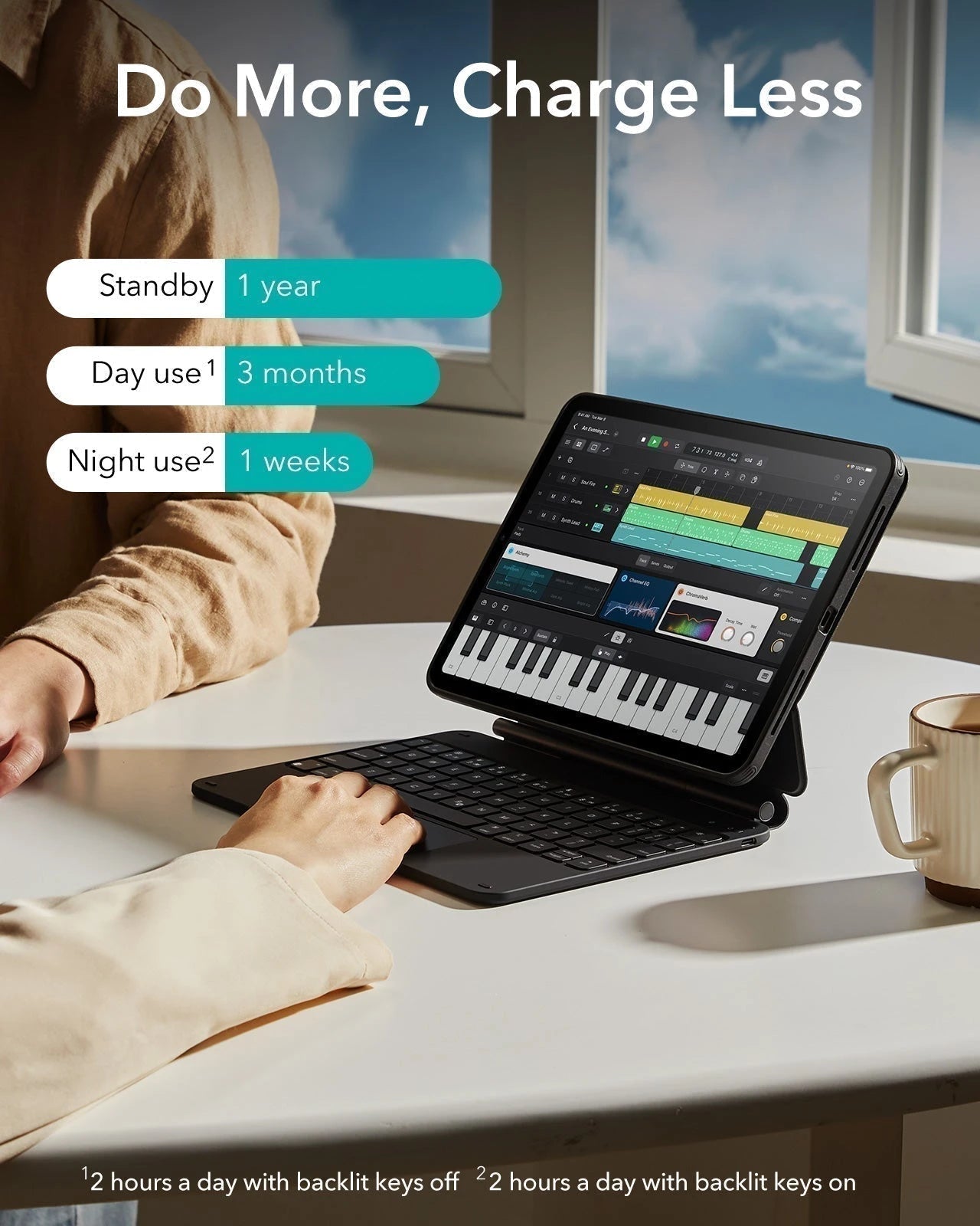 iPad Air 11“ (2025) Rebound Magnetische Tastatur Hülle 360 Pencil Bündel - DE Layout-White ESR ESR