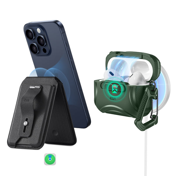 Forest Green AirPods Pro Case With Lock and MagSafe Wallet With