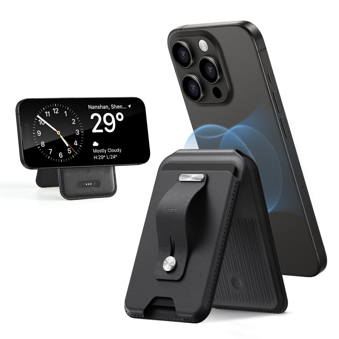 Geo Wallet Stand (HaloLock) with Built-in Find My - Midnight Black ESR ESR