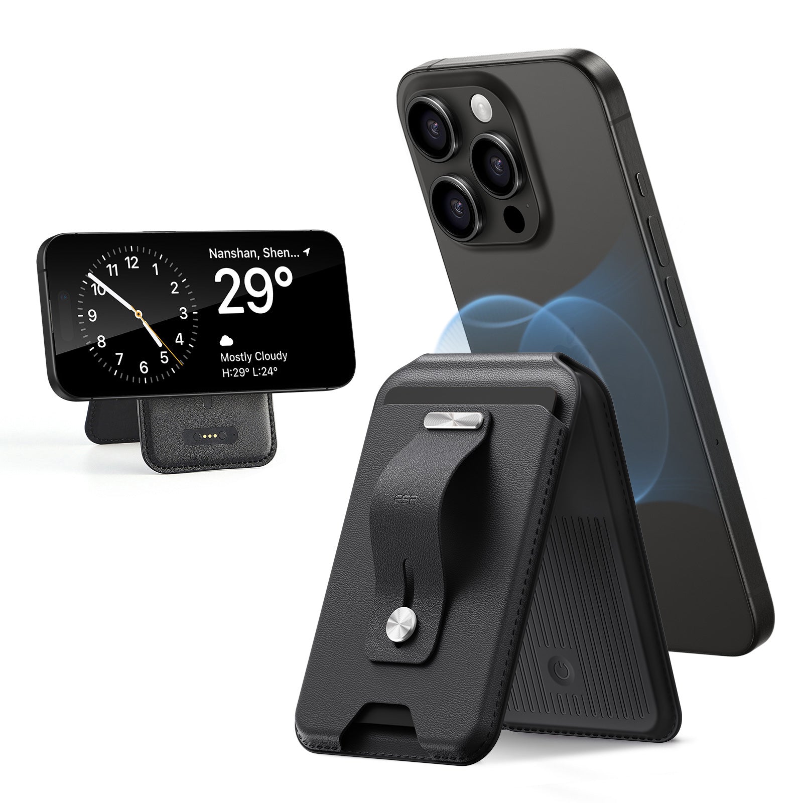 Geo Wallet Stand (HaloLock) with Built-in Find My - Midnight Black ESR ESR