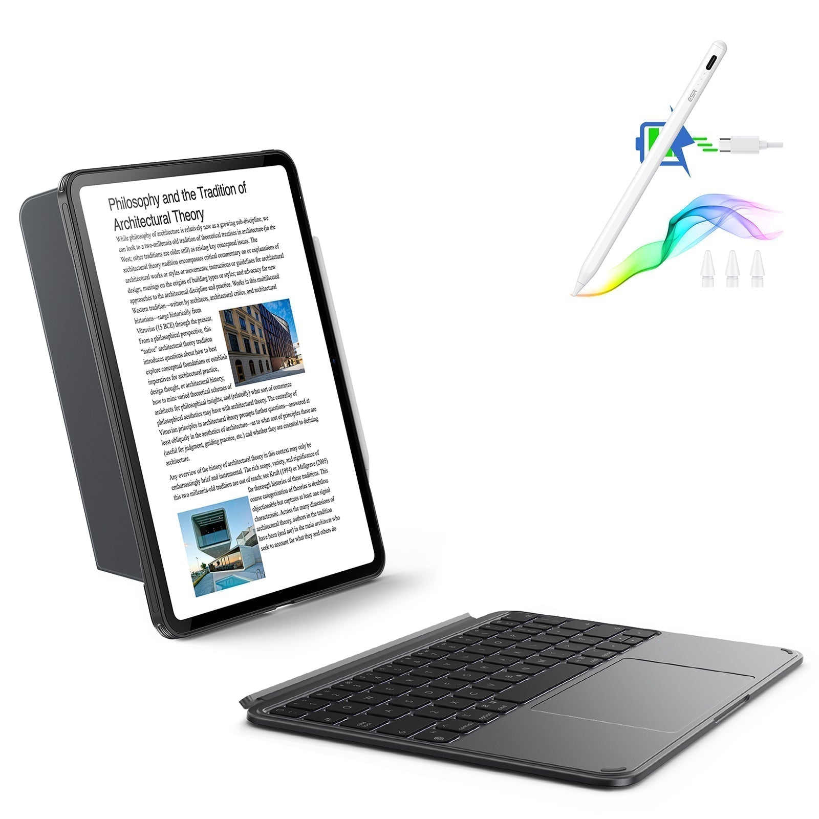 Gray iPad 10th Generation Keyboard Case & 1.5mm Smooth Pencil