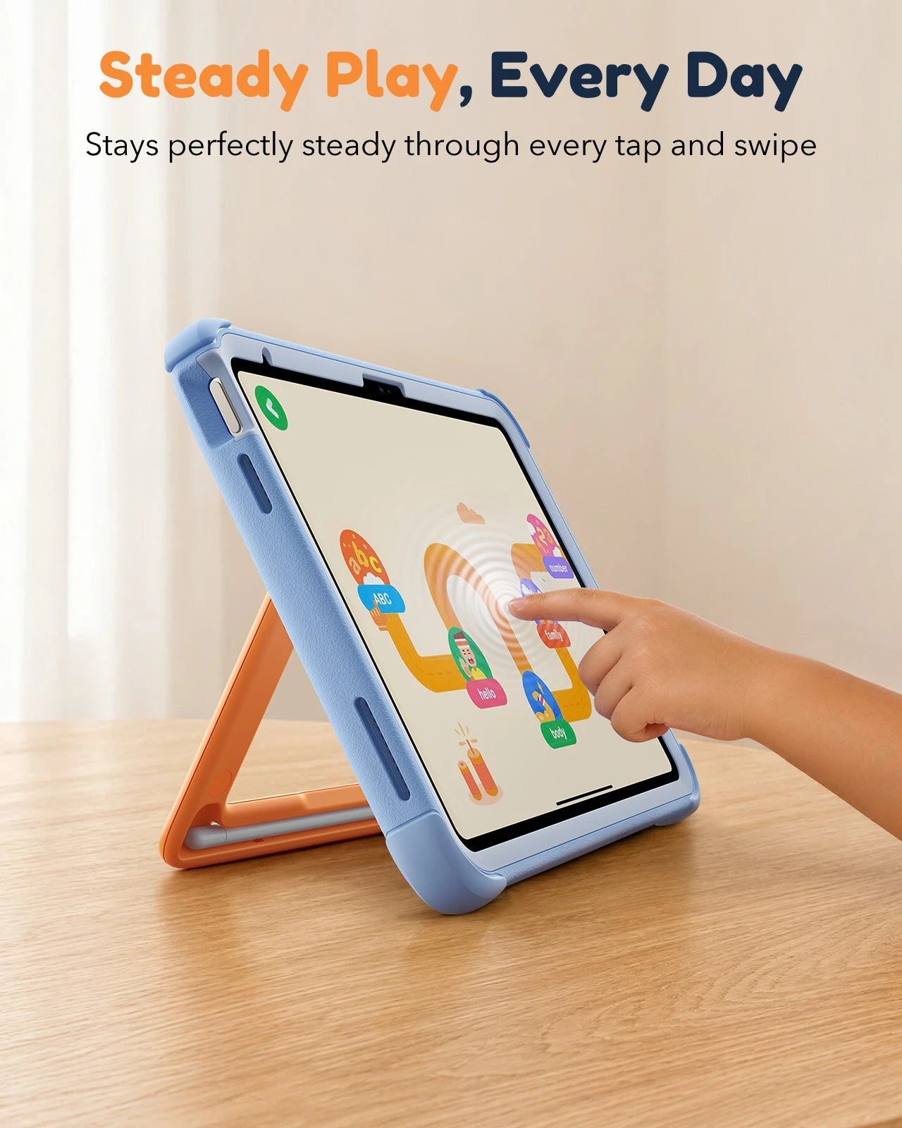 Sky Blue ESR iPad A16 Bounce Kids Case | Ergonomic Easy-Grip Handle