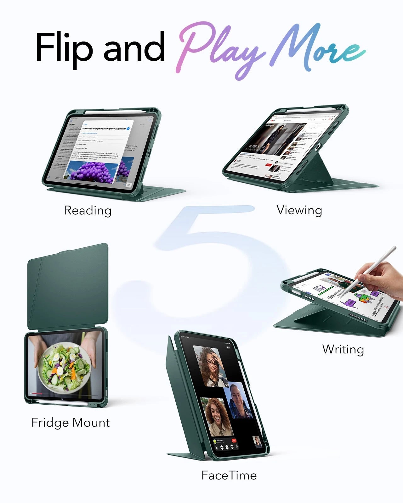 iPad 11" (A16) 2025 Bundle Flip Magnetic Case with Pencil Holder & Armorite® Protection - Green ESR ESR