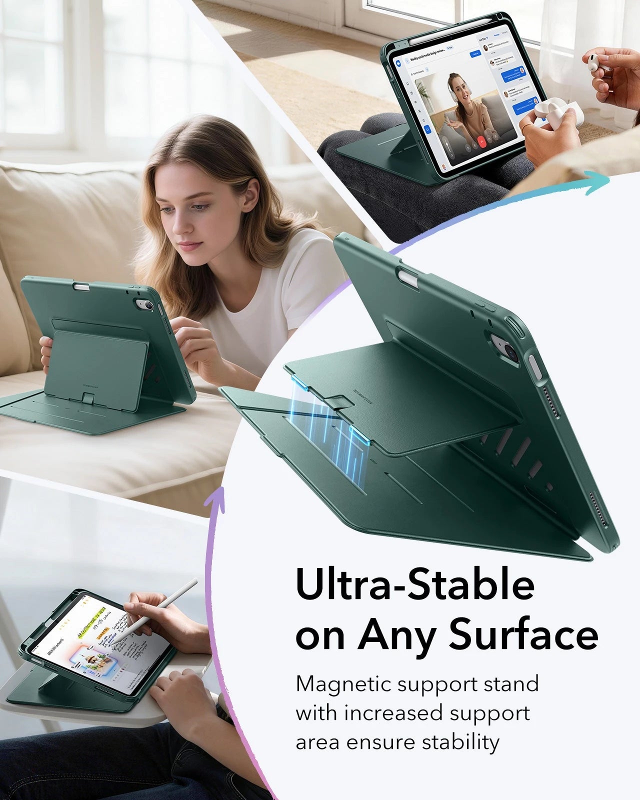 iPad 11" (A16) 2025 Bundle Flip Magnetic Case with Pencil Holder & Armorite® Protection - Green ESR ESR