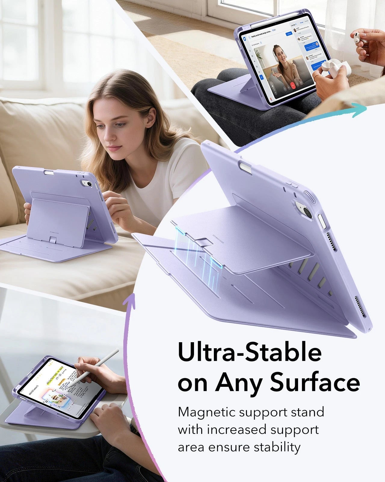 iPad 11" (A16) 2025 Bundle Flip Magnetic Case with Pencil Holder & Armorite® Protection - Light Purple ESR ESR