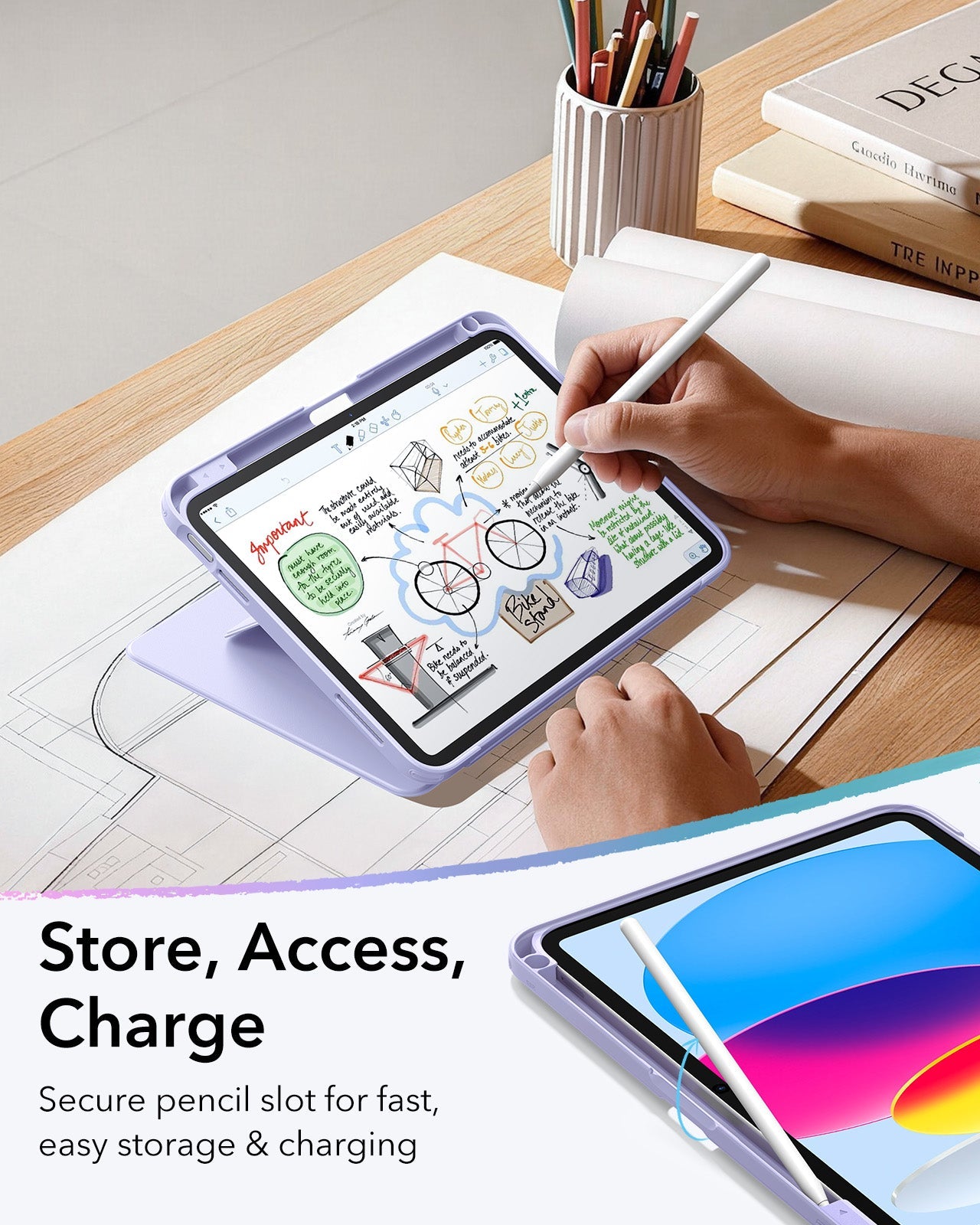 iPad 11" (A16) 2025 Bundle Flip Magnetic Case with Pencil Holder & Armorite® Protection - Light Purple ESR ESR