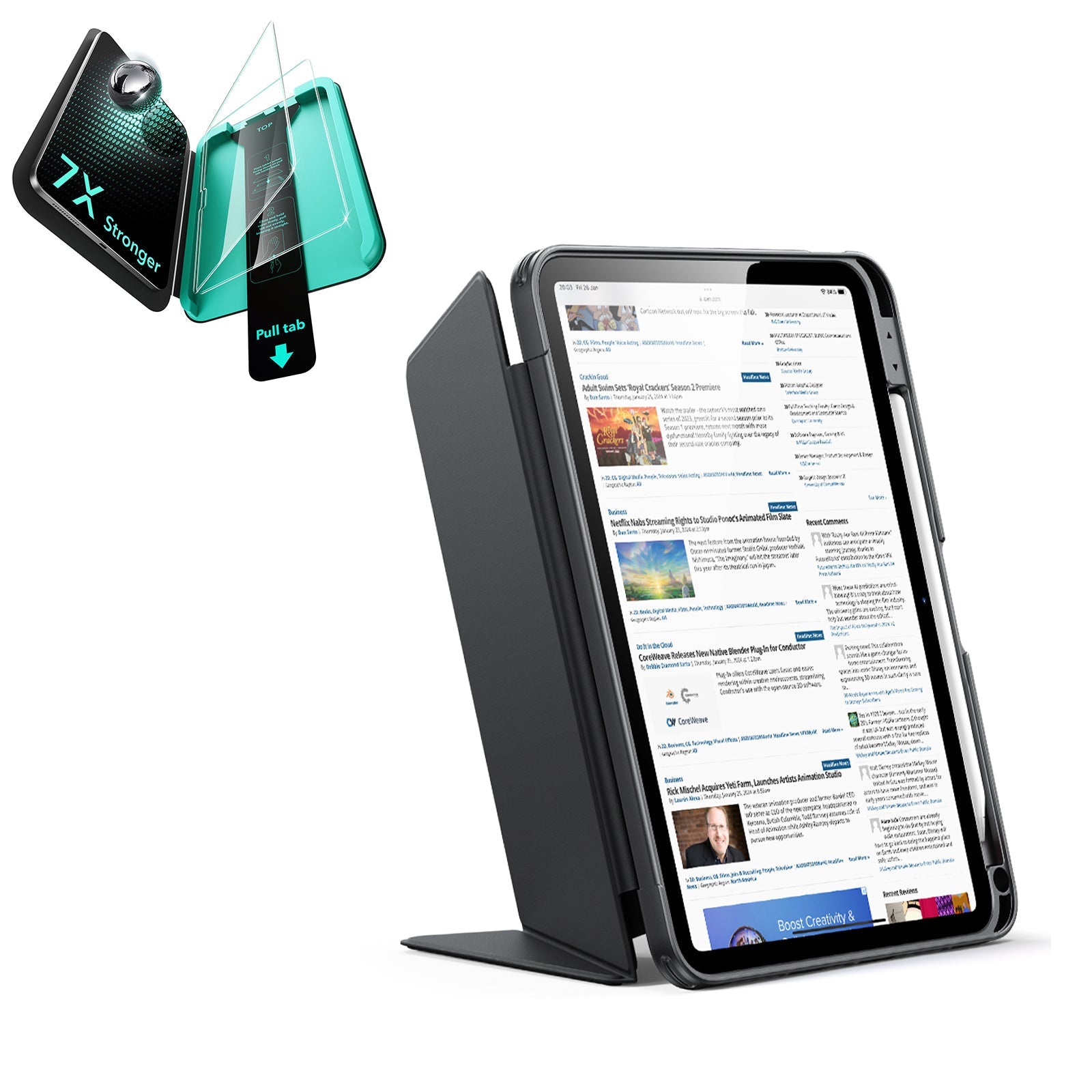 iPad 11" (A16) 2025 Bundle Flip Magnetic Case with Pencil Holder & Armorite® Protection - Black ESR ESR