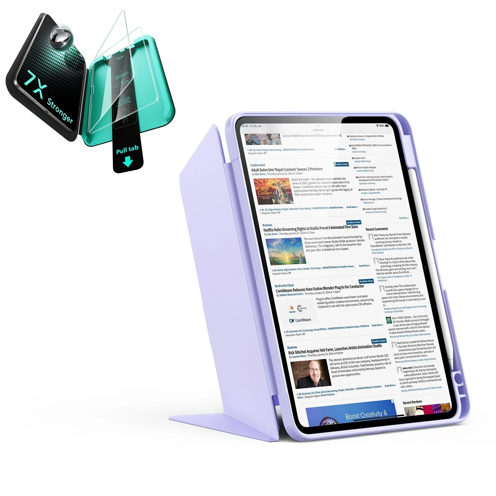 Purple Pencil-friendly iPad A16 Case & Armorite Protection | ESR Flip