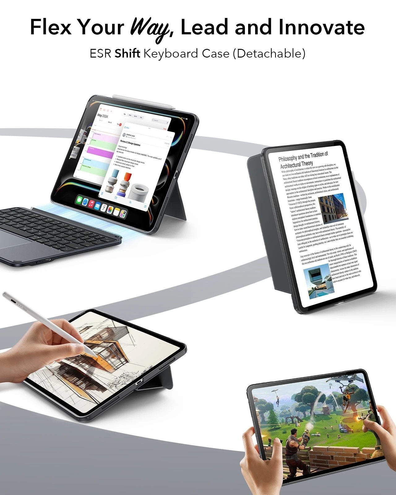 Gray Wireless iPad A16(11th Gen) Keyboard Case with Touchpad | ESR