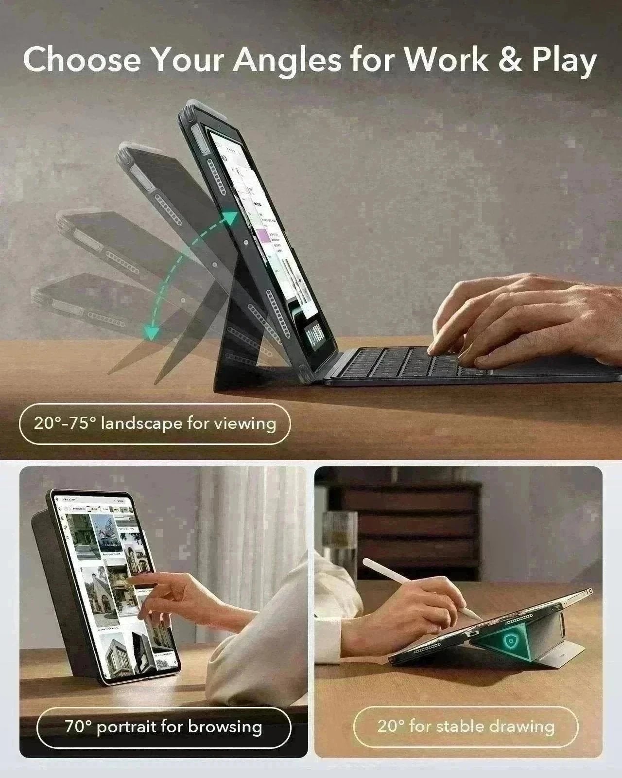 【新品未開封】ESR Shift Keyboard Case (iPad専用) Gray Bluetooth iPad Pro 13 Keyboard Case(M5) & Pencil Holder | ESR