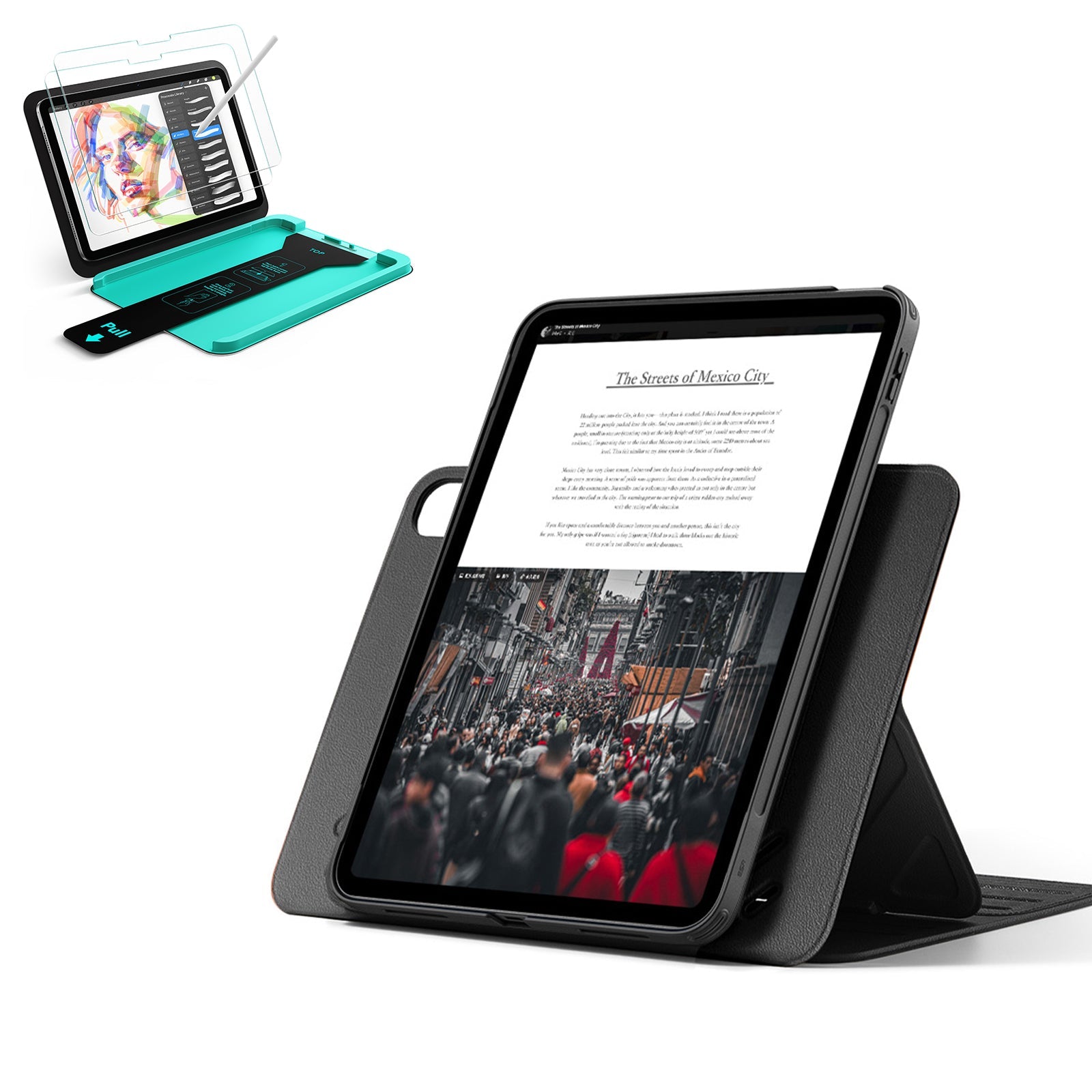 Black Magnetic iPad A16 Case & Armorite Paper-Feel Protection
