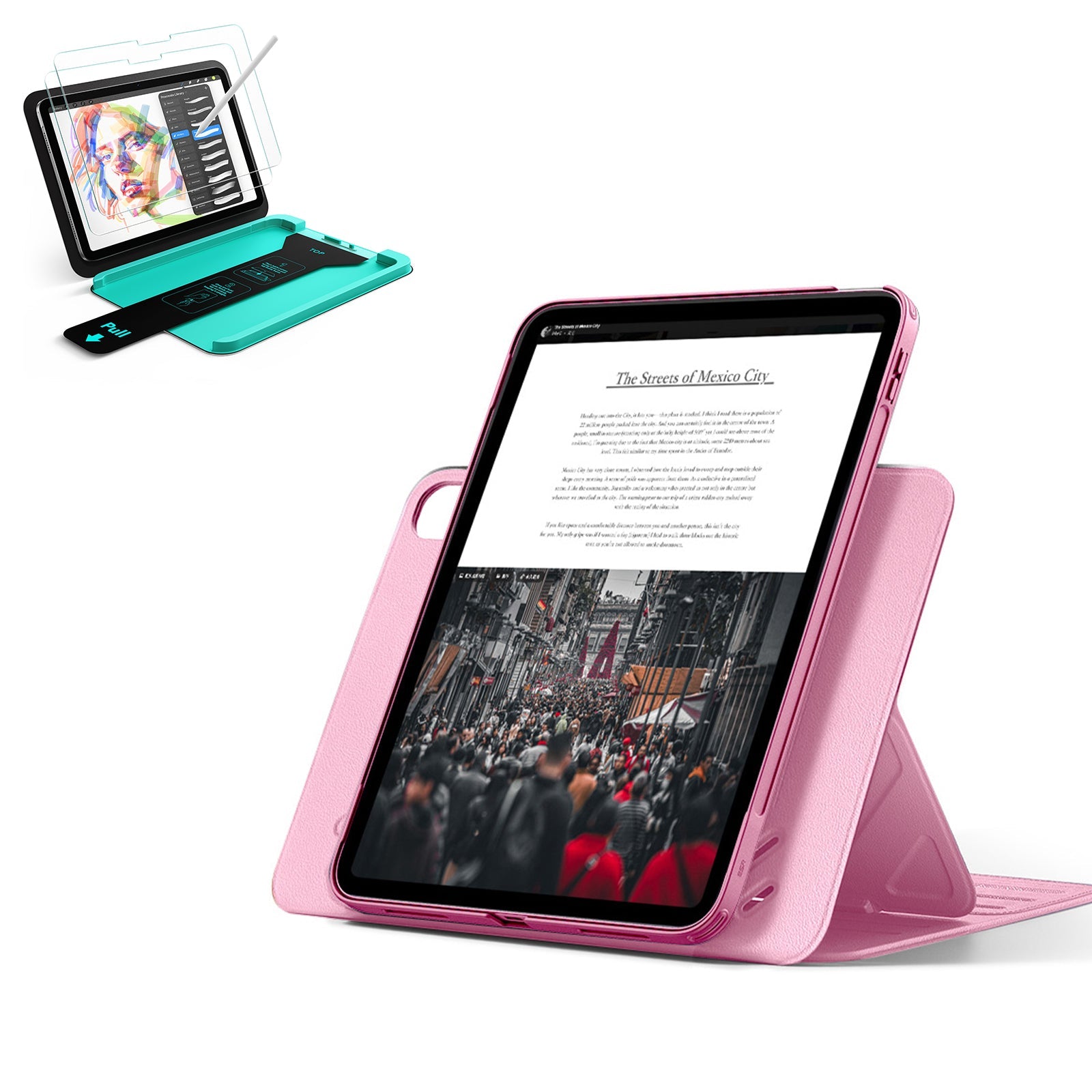 Delicate Pink iPad A16 Stand Case & Armorite Paper-Feel Set | ESR
