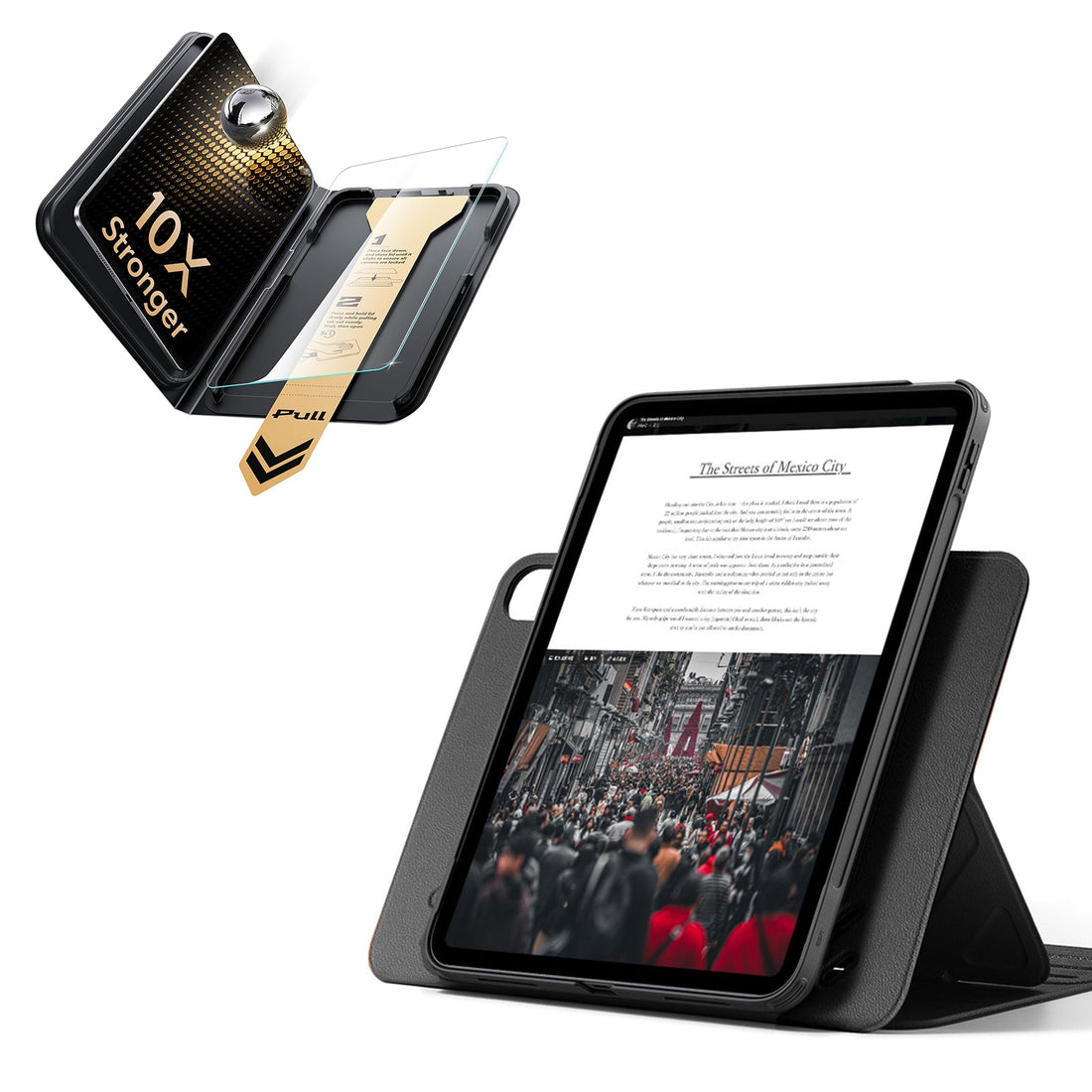 iPad 11" (A16) 2025 Bundle Shift Magnetic Case & Armorite® Pro Screen Protector With UltraFit Tray - Black