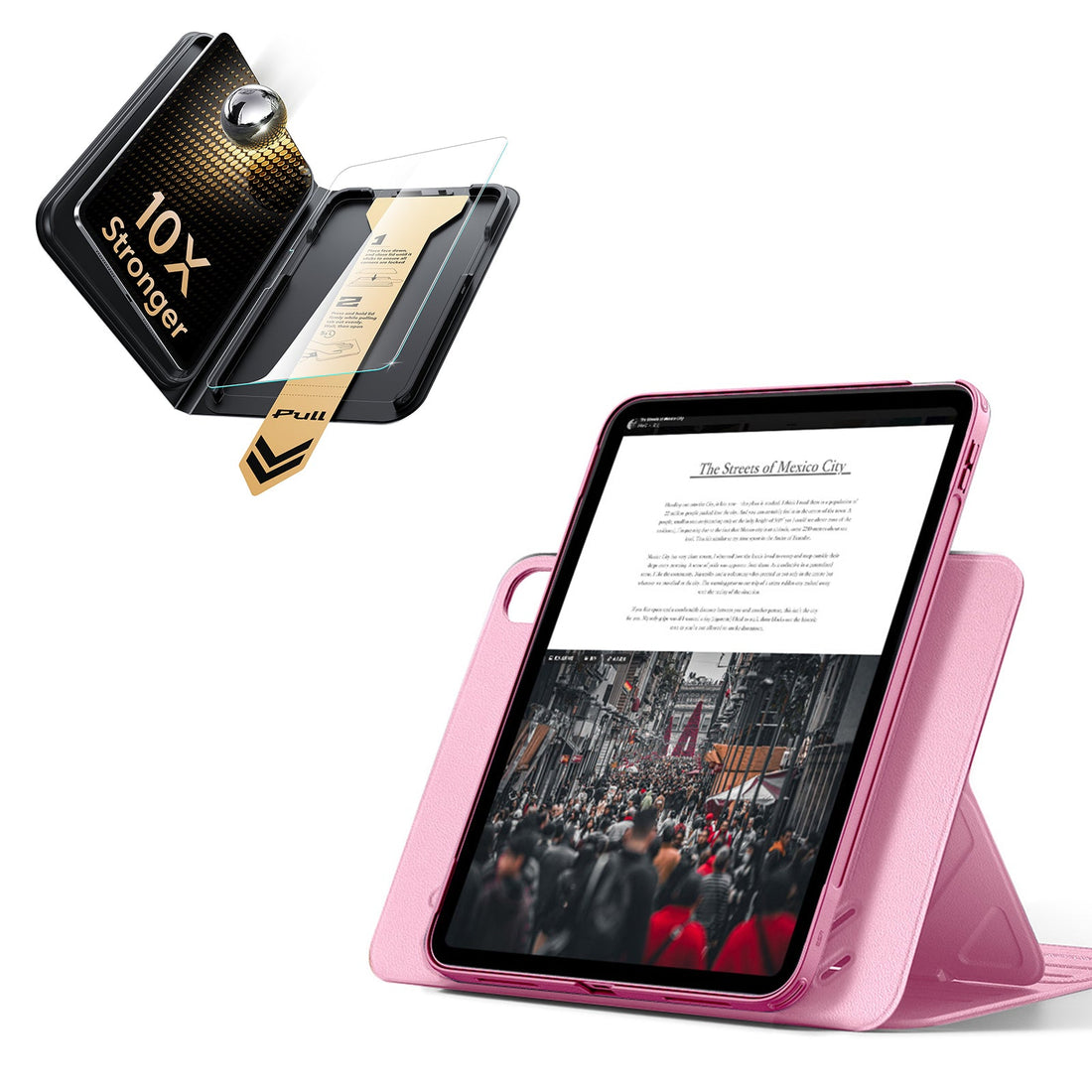iPad 11" (A16) 2025 Bundle Shift Magnetic Case & Armorite® Pro Screen Protector With UltraFit Tray - Pink