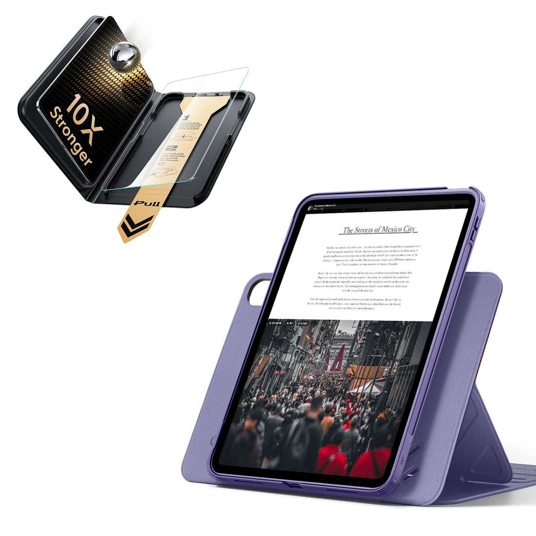 iPad 11" (A16) 2025 Bundle Shift Magnetic Case & Armorite® Pro Screen Protector With UltraFit Tray - Purple