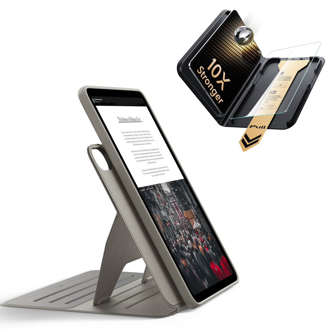 iPad 11" (A16) 2025 Bundle Shift Magnetic Case & Armorite® Pro Screen Protector With UltraFit Tray - Titanium