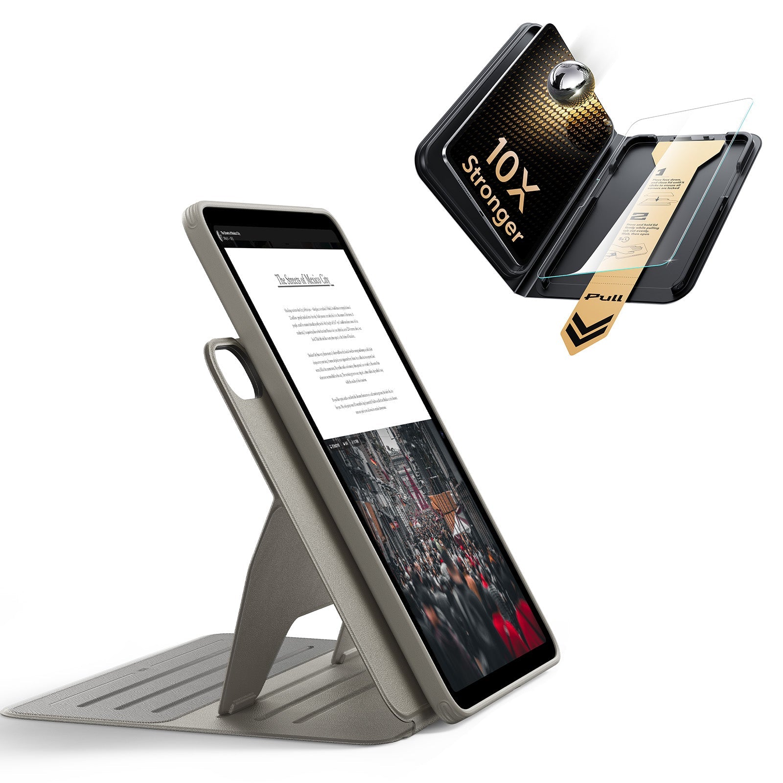 iPad 11" (A16) 2025 Bundle Shift Magnetic Case & Armorite® Pro Screen Protector With UltraFit Tray - Titanium
