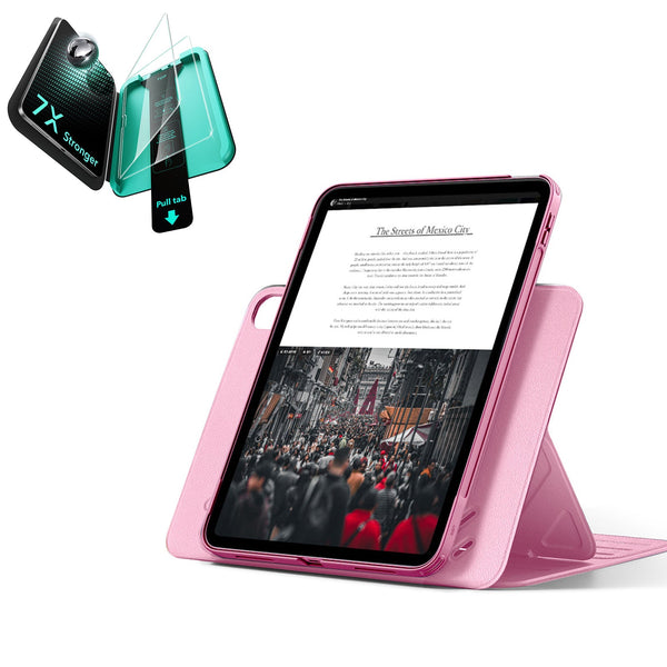 Pink Magnetic iPad A16 Case & Armorite Ultra Glass Protection