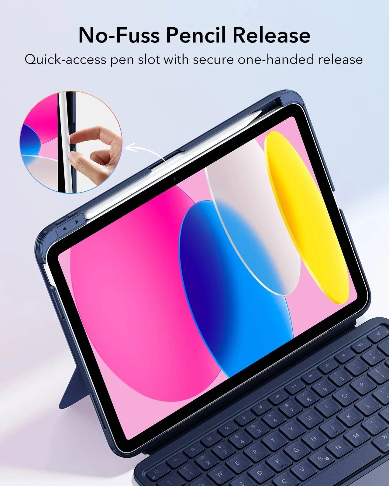 Blue ESR Flex Keyboard Case & Find My Pencil Bundle for iPad 10th Gen