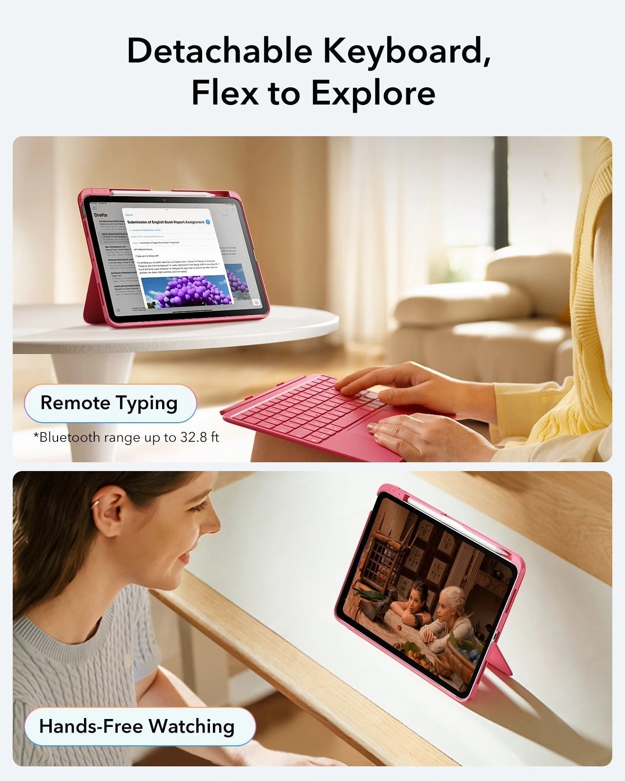 Flex keyboard case with detachable-detachable keyboard，flex to explore