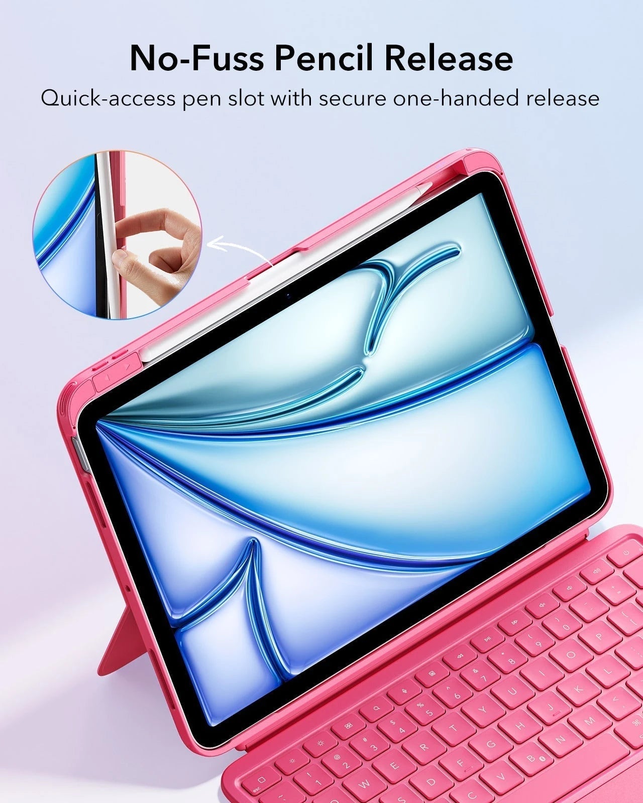 Flex keyboard case with detachable--No-Fuss pencil release