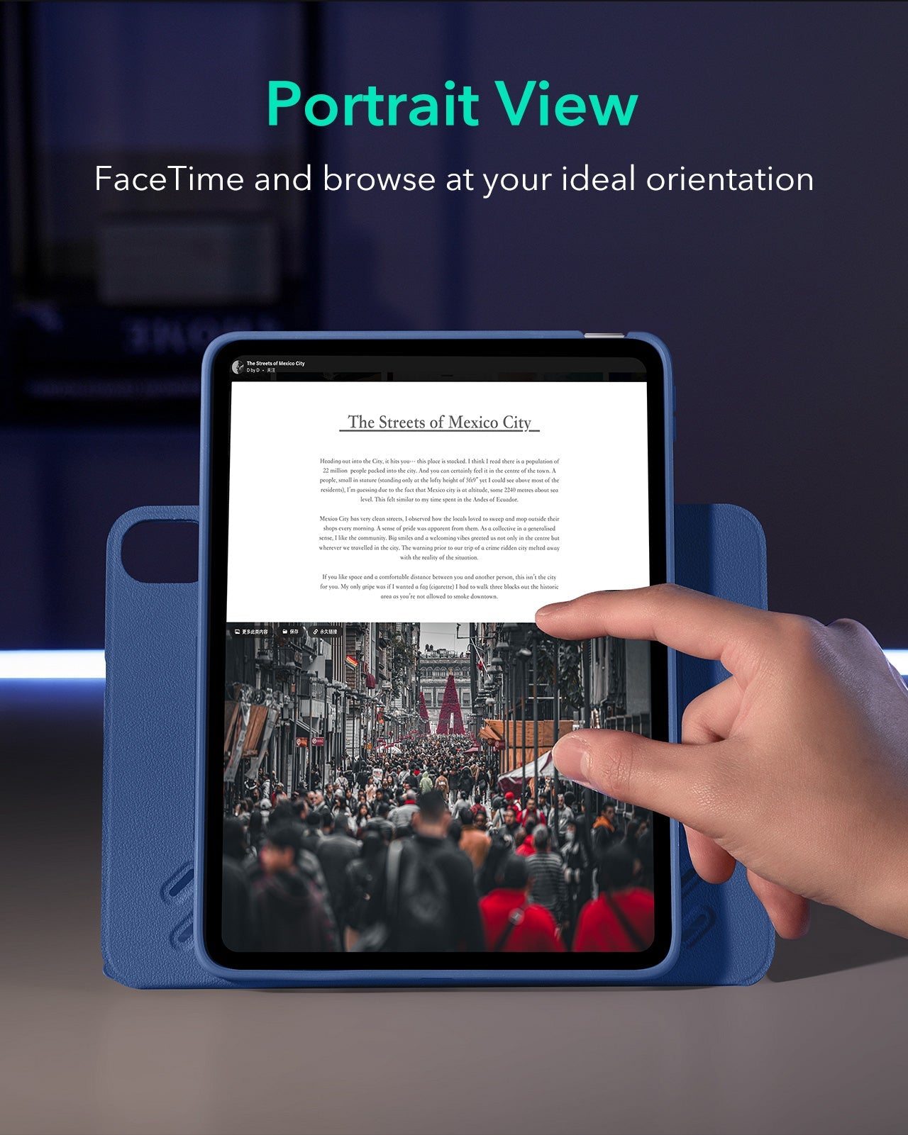 Navy Blue Top Shift Magnetic Cover Case for iPad 11th Generation