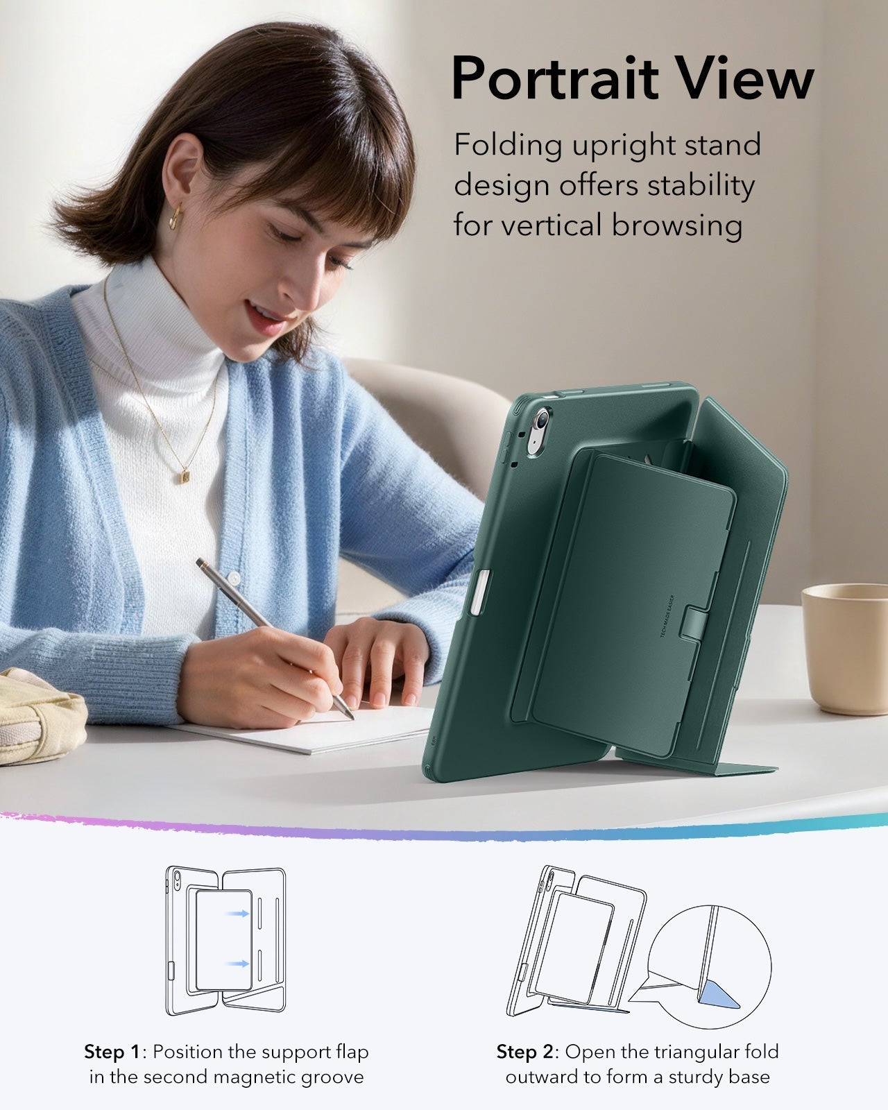 iPad 11" (A18) 2026 Flip Magnetic Case with Pencil Holder - Green ESR ESR