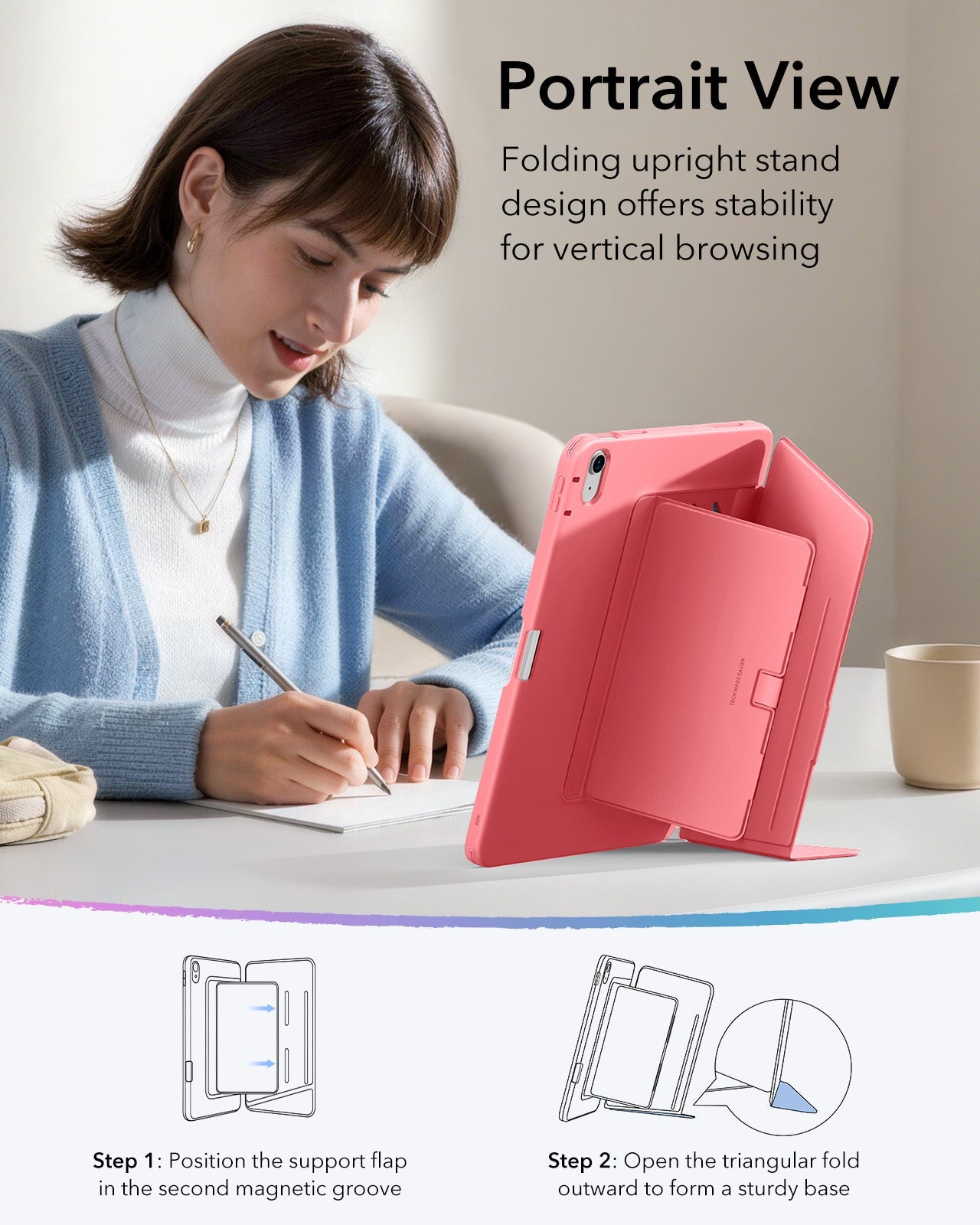 iPad 11" (A18) 2026 Flip Magnetic Case with Pencil Holder - Red ESR ESR