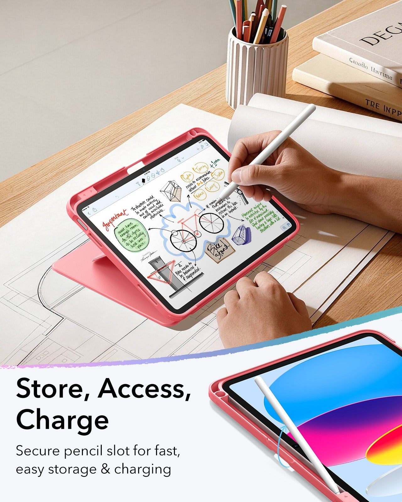 iPad 11" (A18) 2026 Flip Magnetic Case with Pencil Holder - Red ESR ESR