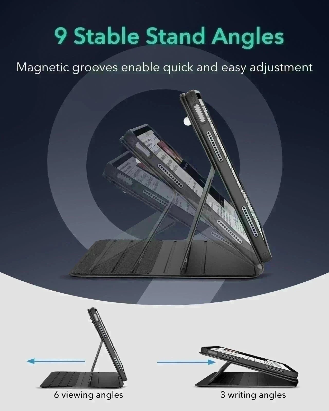 Black Magnetic iPad Air 11″ (M2) Case withFind My Pen Bundle | ESR
