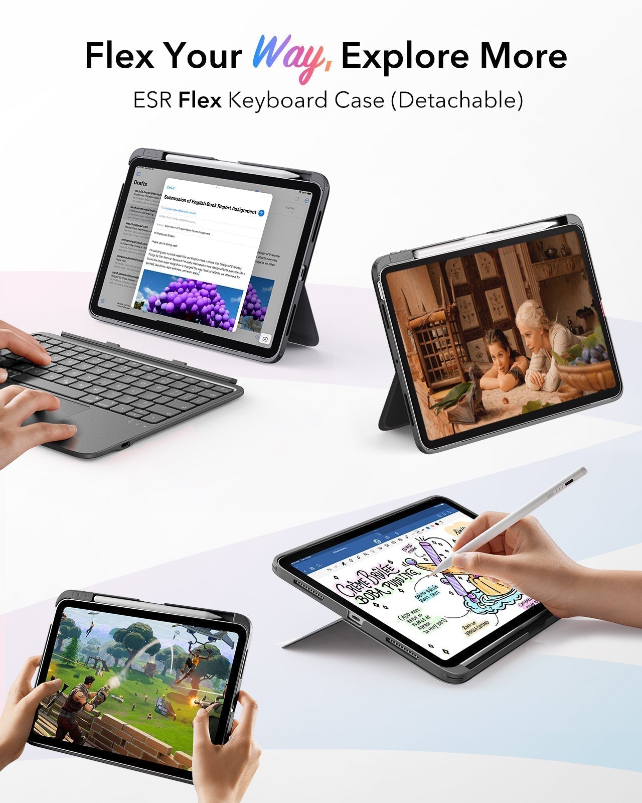 iPad Air 11 (M3) Bluetooth Detachable Keyboard with Trackpad | ESR
