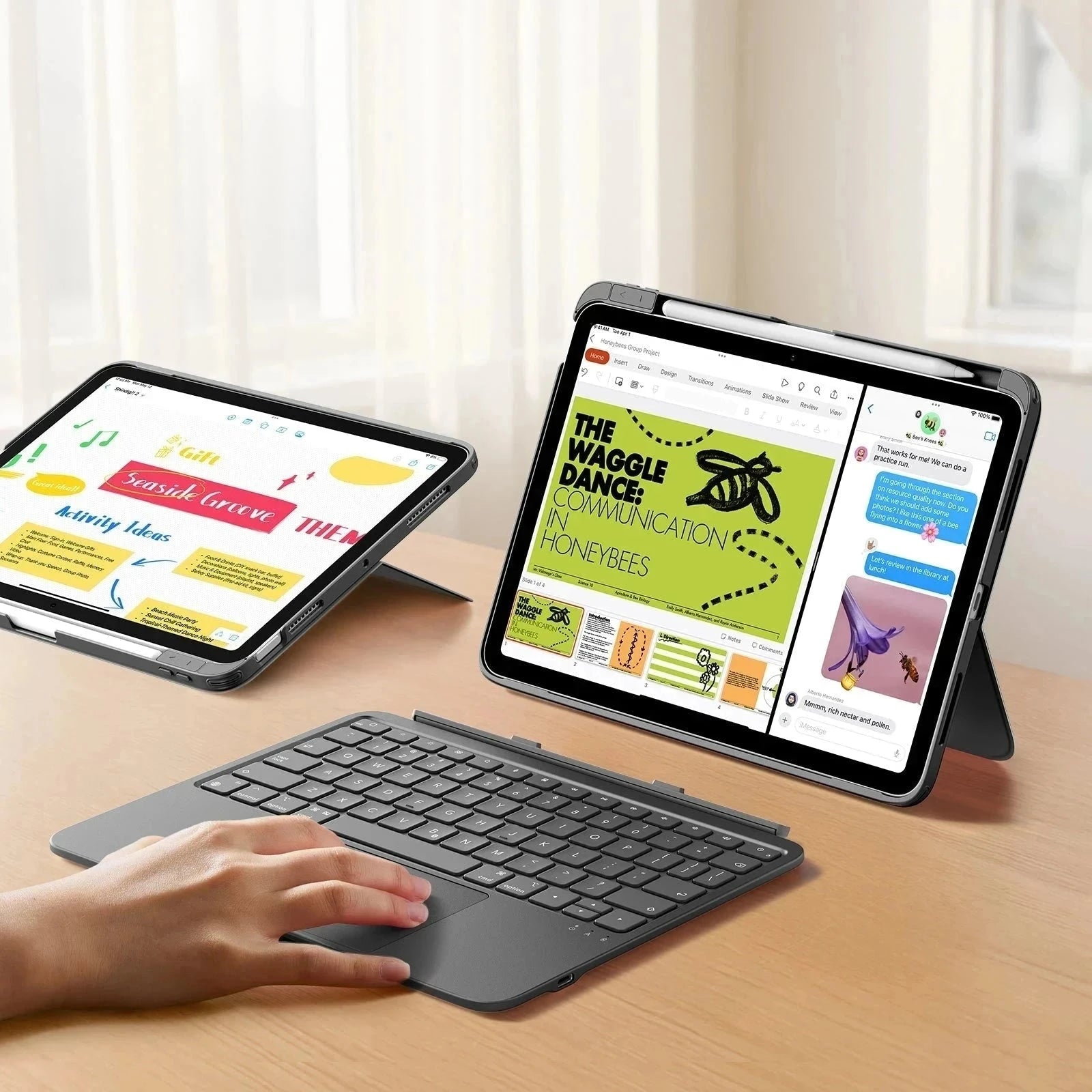 Gray iPad Air 11-inch(M2) Bluetooth Keyboard Case with Trackpad