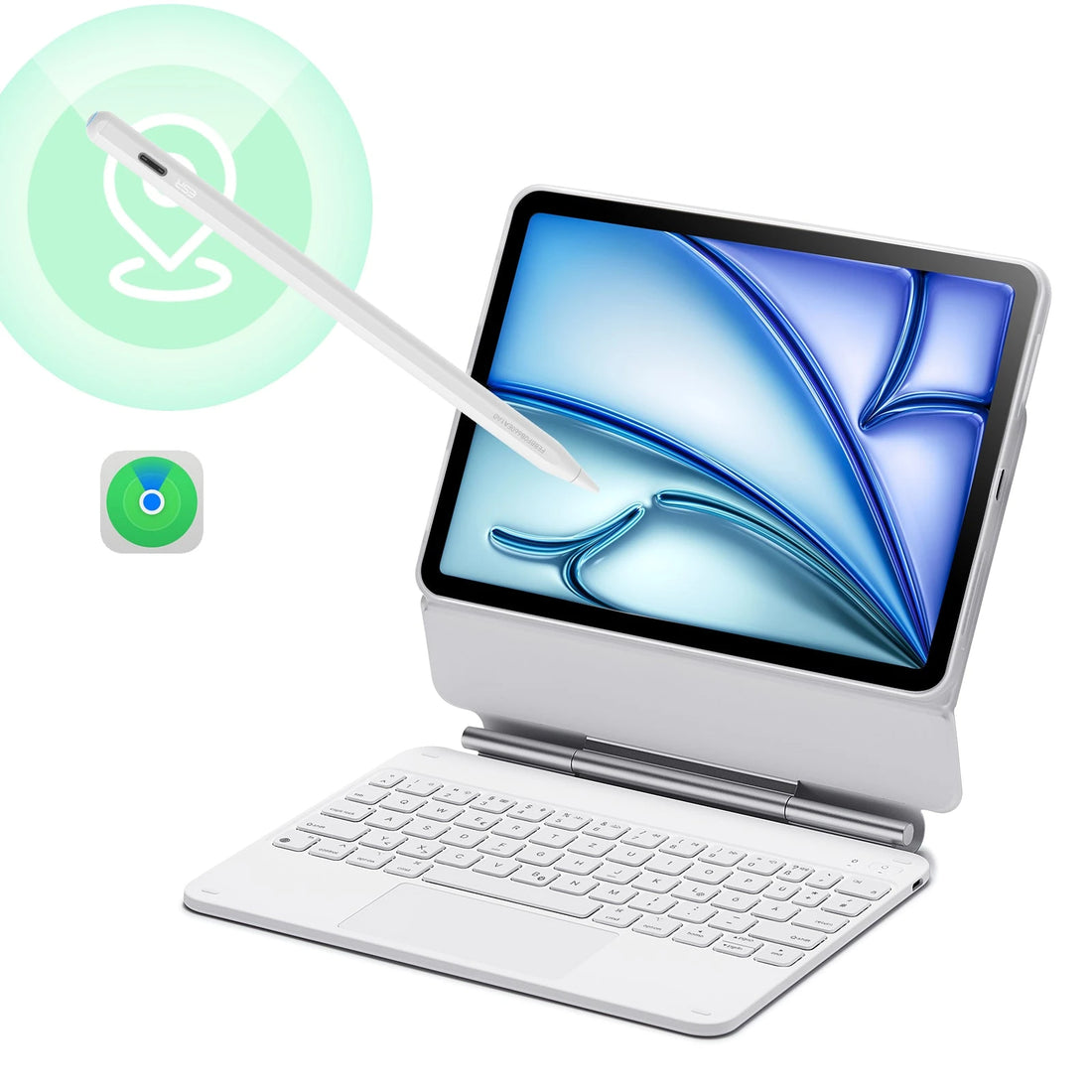 iPad Air 11” (2025) Rebound Magnetic Keyboard Case 360 Pencil Bundle-US Layout-White ESR ESR