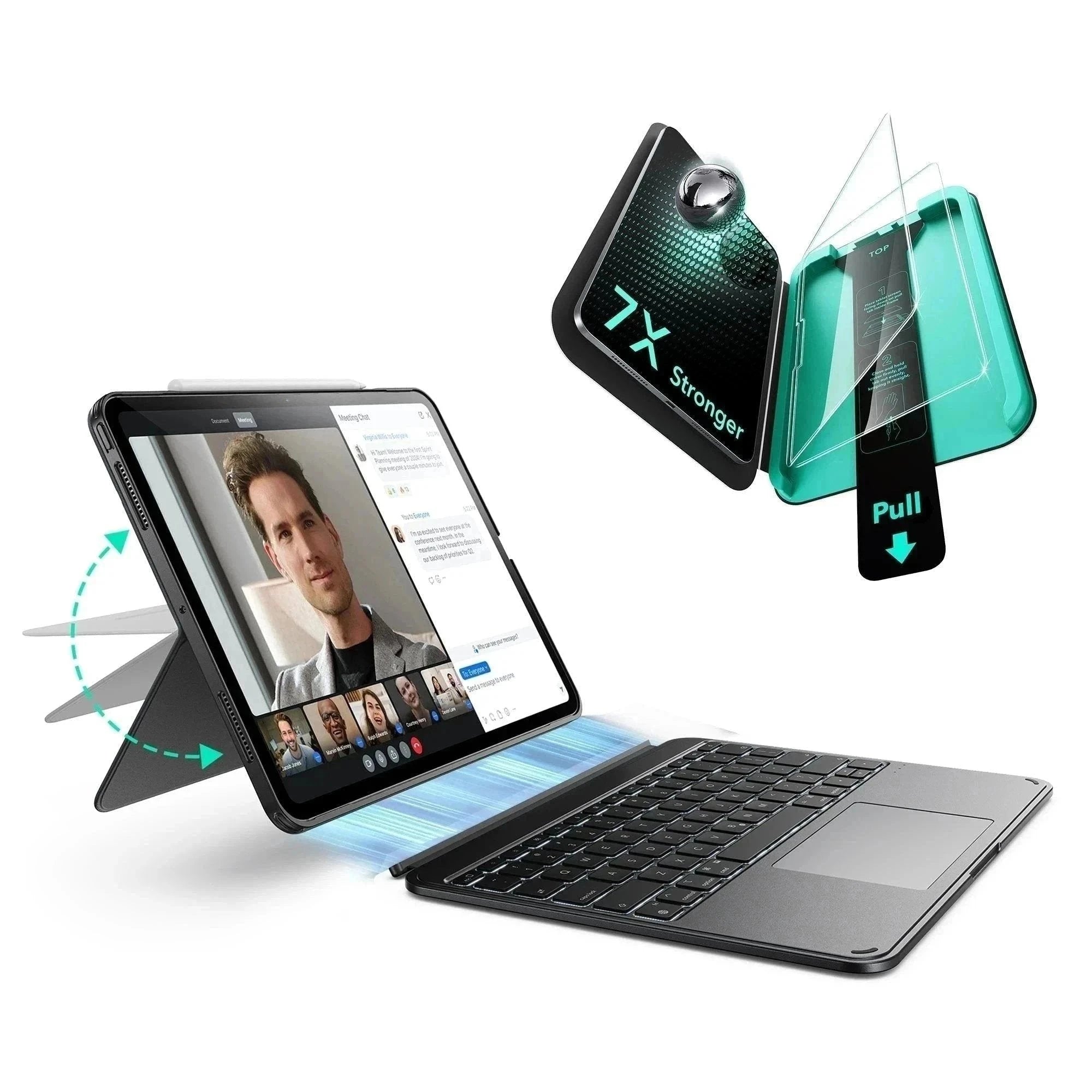 iPad Air 11 inch (M3,7th Gen) Magnetic Keyboard Case with Trackpad