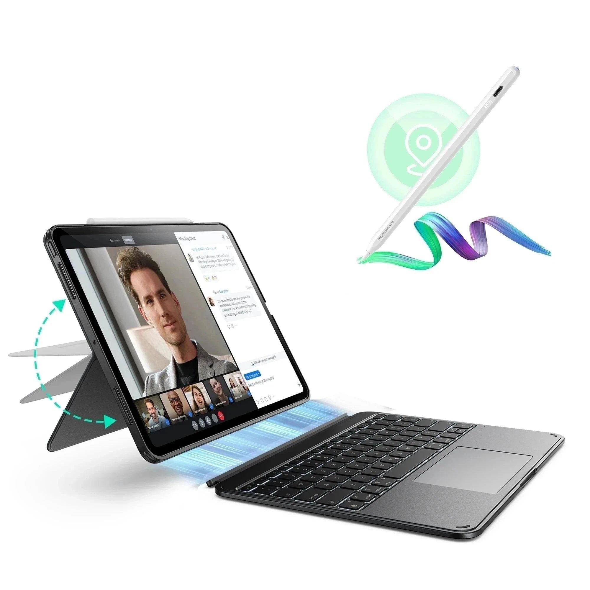 Gray Slim iPad Air 11 inch Keyboard Case (M2) & Find-My Pencil|ESR