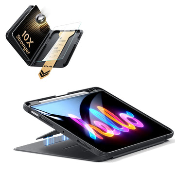 iPad Air 11" (M4) 2026 Bundle Flip Magnetic Case (Pencil Holder) & Armorite® Pro Screen Protector With UltraFit Tray - Black