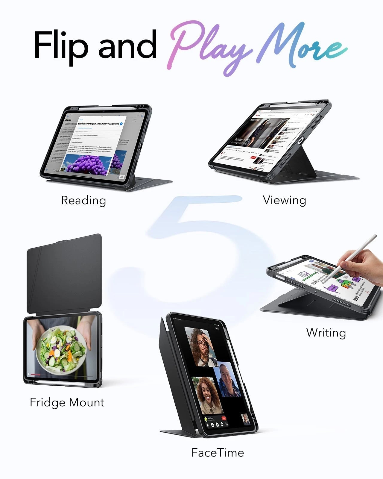 ESR iPad Air 11" M4 Flip Magnetic Case with Pencil Holder and Armorite Paper-Feel Protection