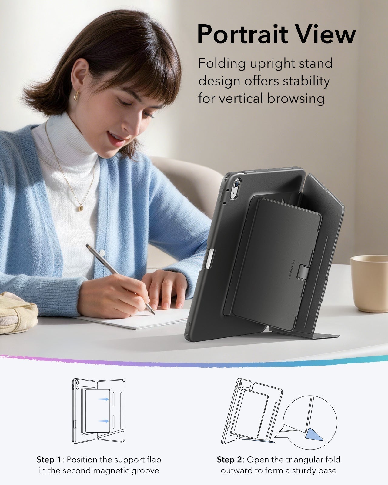 iPad Air 11" (M4) 2026 Bundle Flip Magnetic Case with Pencil Holder & Armorite® Paper-Feel Protection - Black ESR ESR